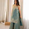 Pure Soft Fendy Silk Embroidered Top with Sharara & Dupatta – Festive Wedding Wear