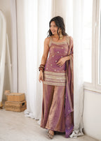 Dusty Pink Embroidered Kurta Set with Dupatta – Festive Wedding Wear