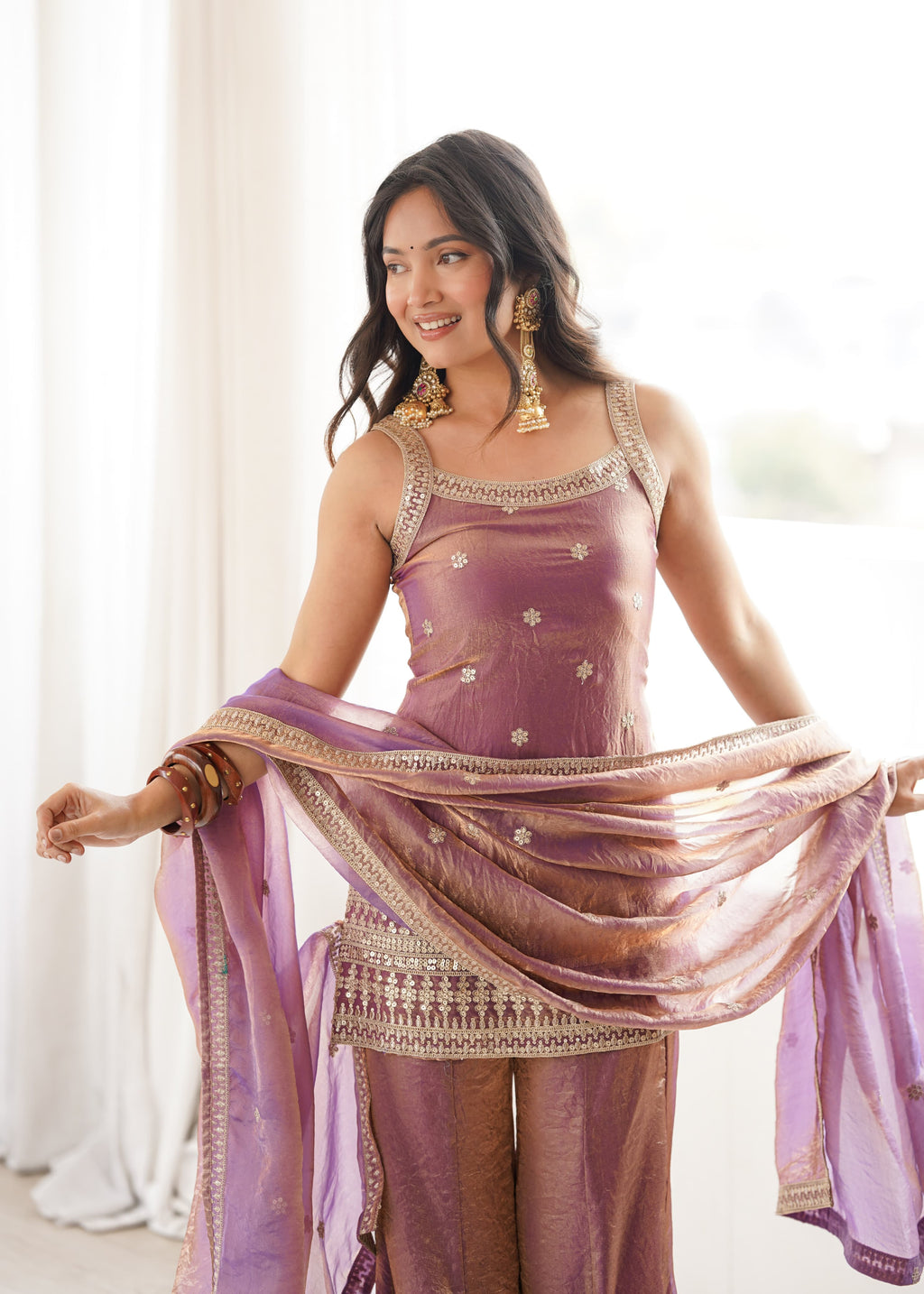 Dusty Pink Embroidered Kurta Set with Dupatta – Festive Wedding Wear