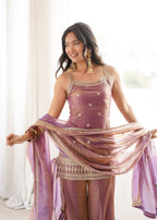 Dusty Pink Embroidered Kurta Set with Dupatta – Festive Wedding Wear