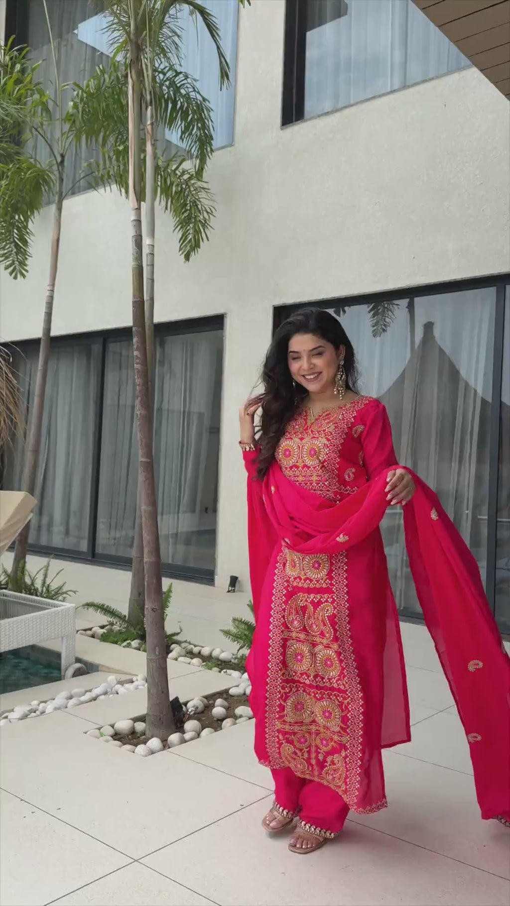 Chinnon Silk Top-Pant-Dupatta Set – Eid & Festive Party Wear