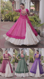 Navratri Kora Cotton Lehenga with Bandhani Kurti – Garba Wear