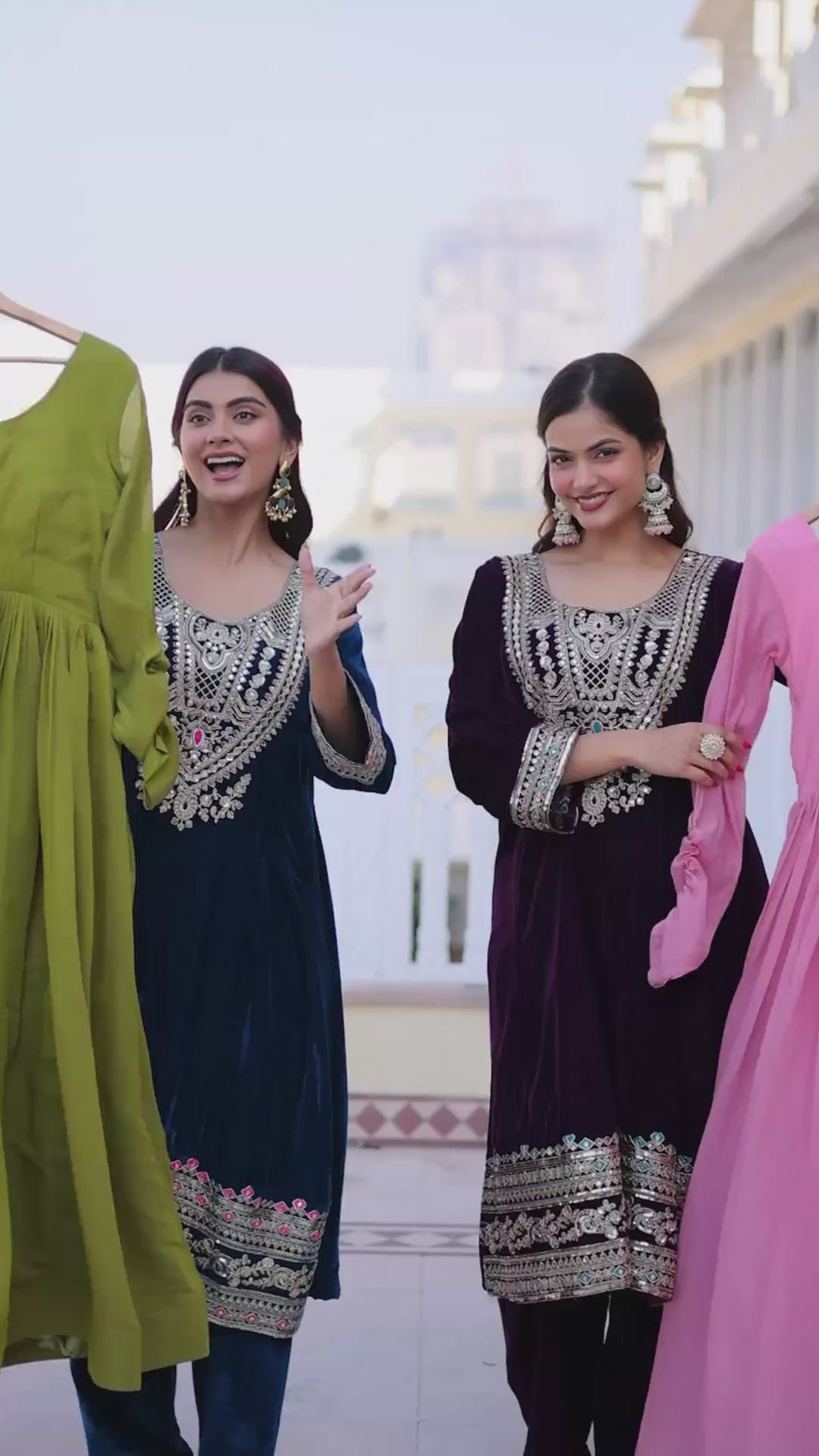Mal Chanderi Gown with Ice Velvet Koti – Festive Party Wear