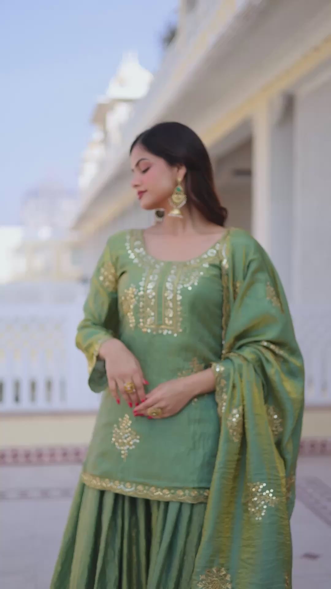 Fendi Crush Top-Sharara-Dupatta Set – Wedding Sangeet Wear