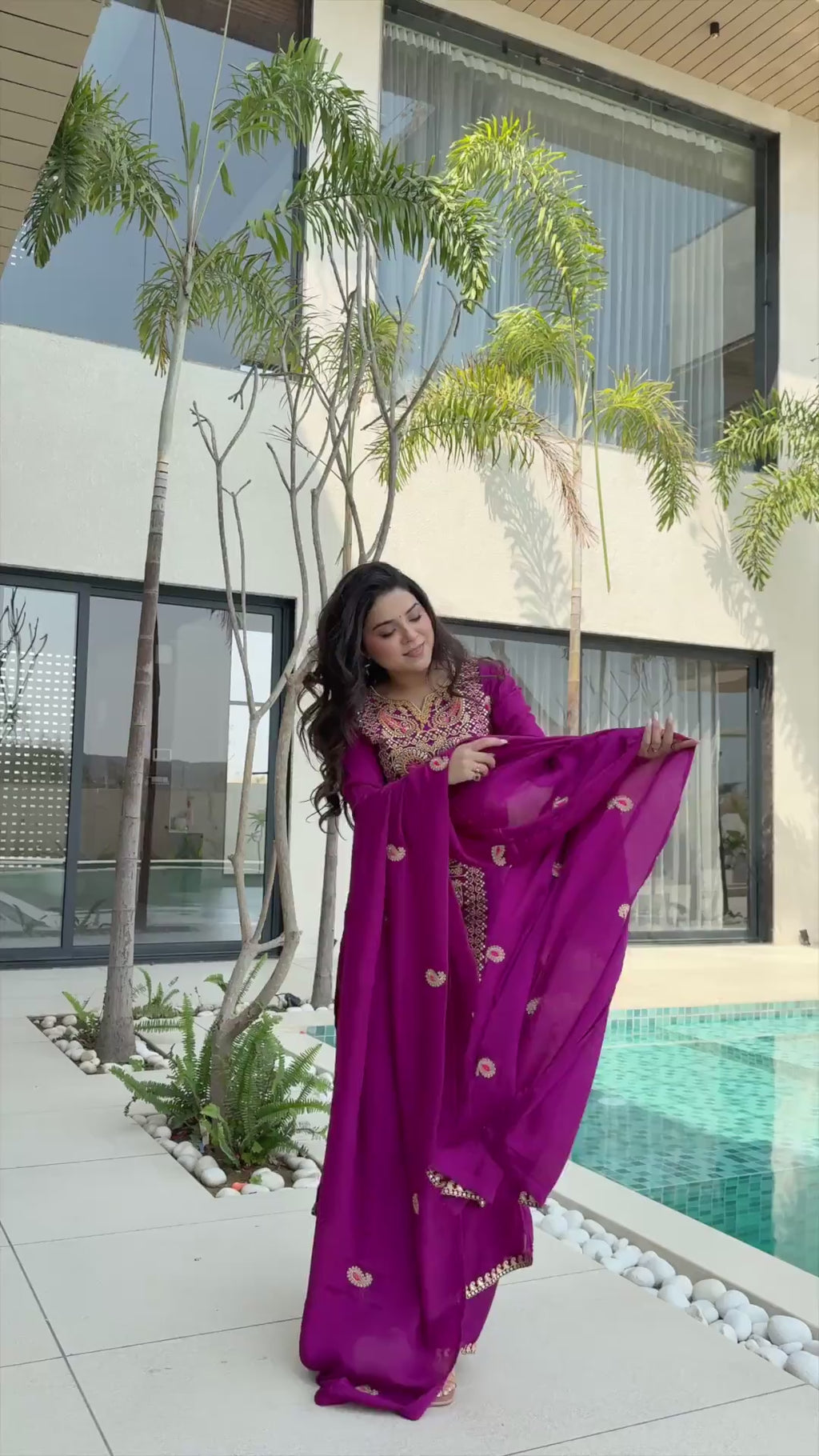 Chinnon Silk Top-Pant-Dupatta Set – Eid & Festive Party Wear