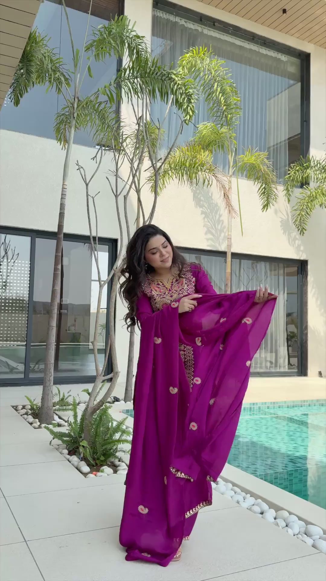 Chinnon Silk Top-Pant-Dupatta Set – Eid & Festive Party Wear