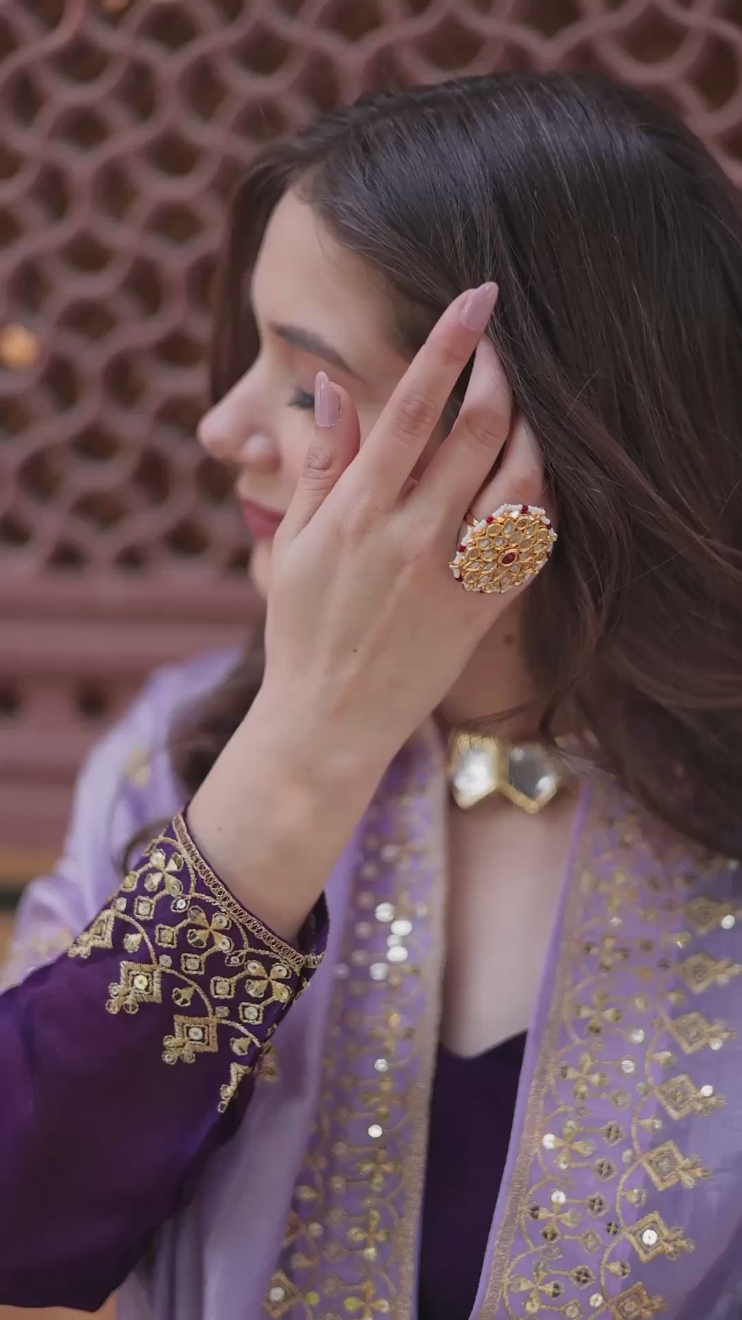 Star Georgette Designer Gown with Gold Crush Dupatta – Wedding Reception