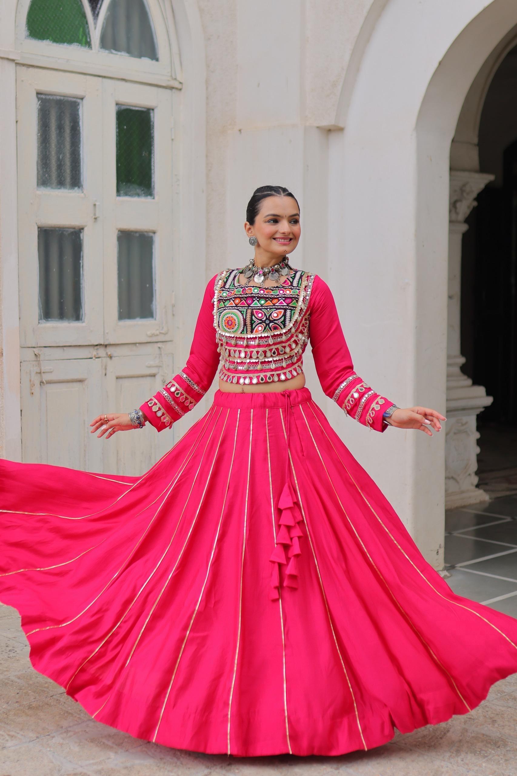 Navratri Roman Gota-Patti Lehenga with Kutchi Top – Garba Wear