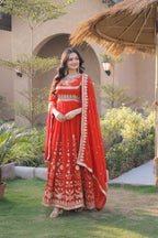 Purple Faux Blooming Georgette Gown with Dupatta – Wedding Reception
