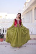 Mal Chanderi Gown with Ice Velvet Koti – Festive Party Wear