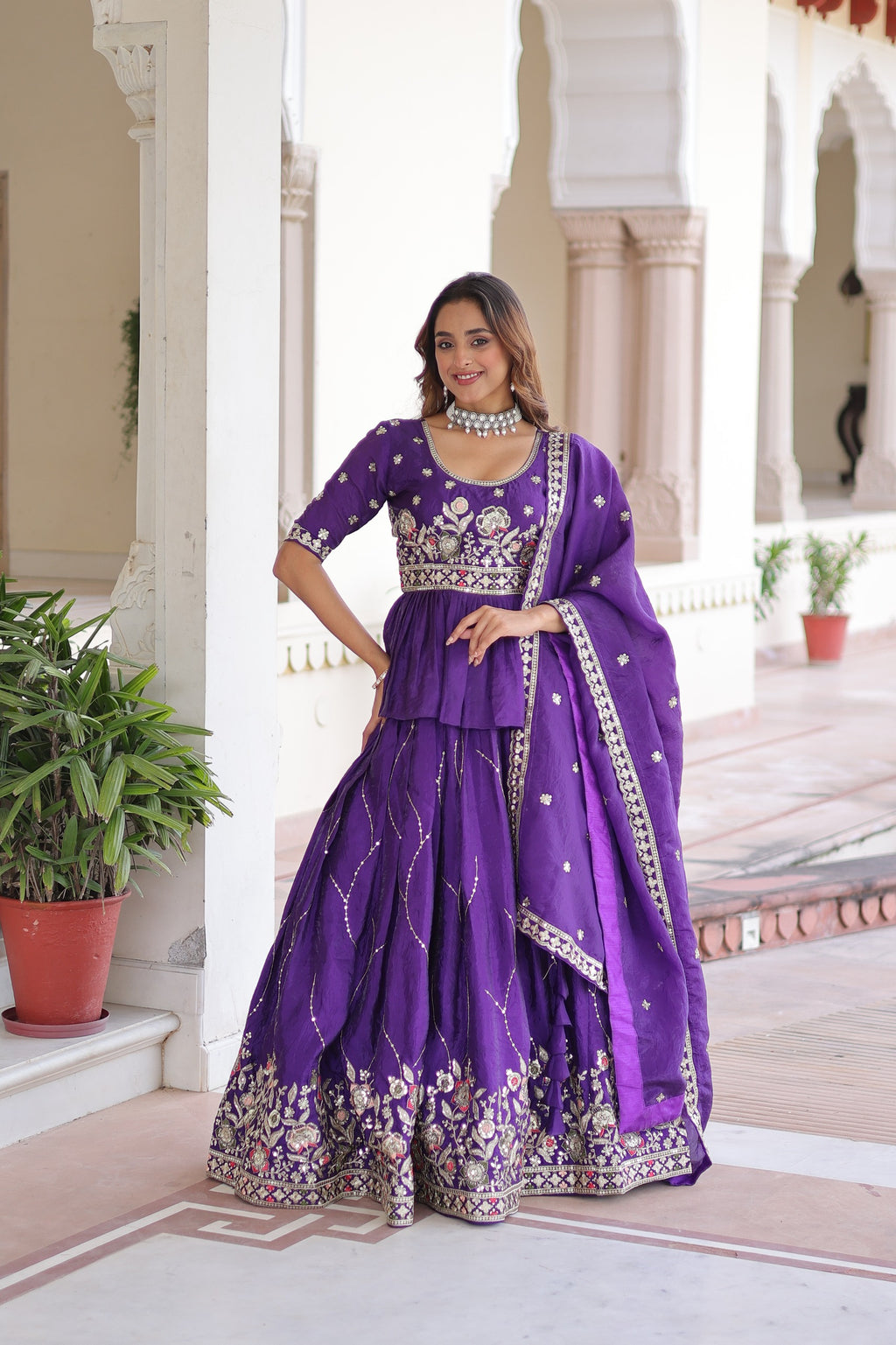 Gold Crush Peplum Bridal Lehenga Choli with Dupatta – Sangeet Wear
