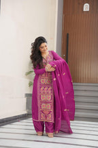 Chinnon Silk Top-Pant-Dupatta Set – Eid & Festive Party Wear
