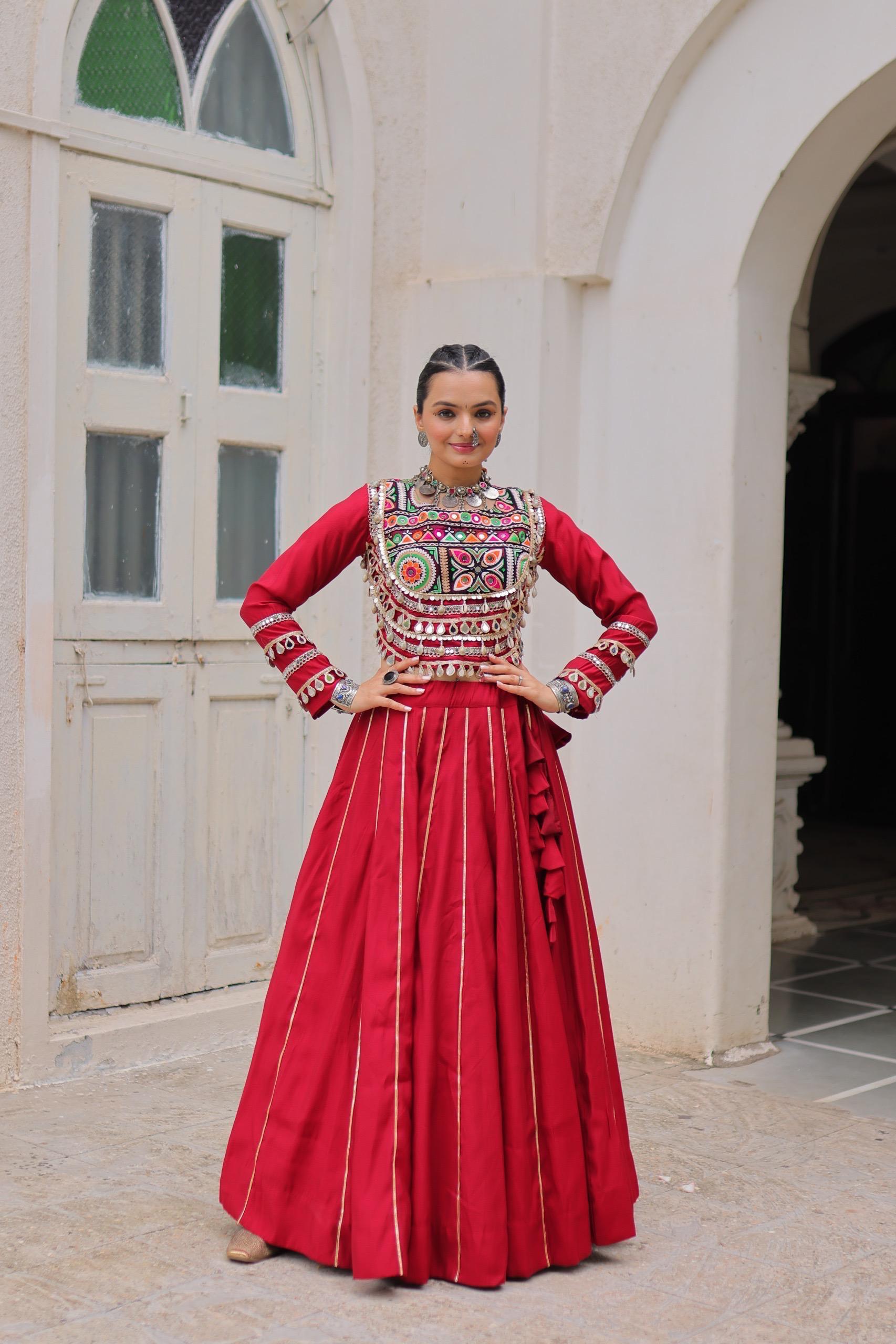 Navratri Roman Gota-Patti Lehenga with Kutchi Top – Garba Wear