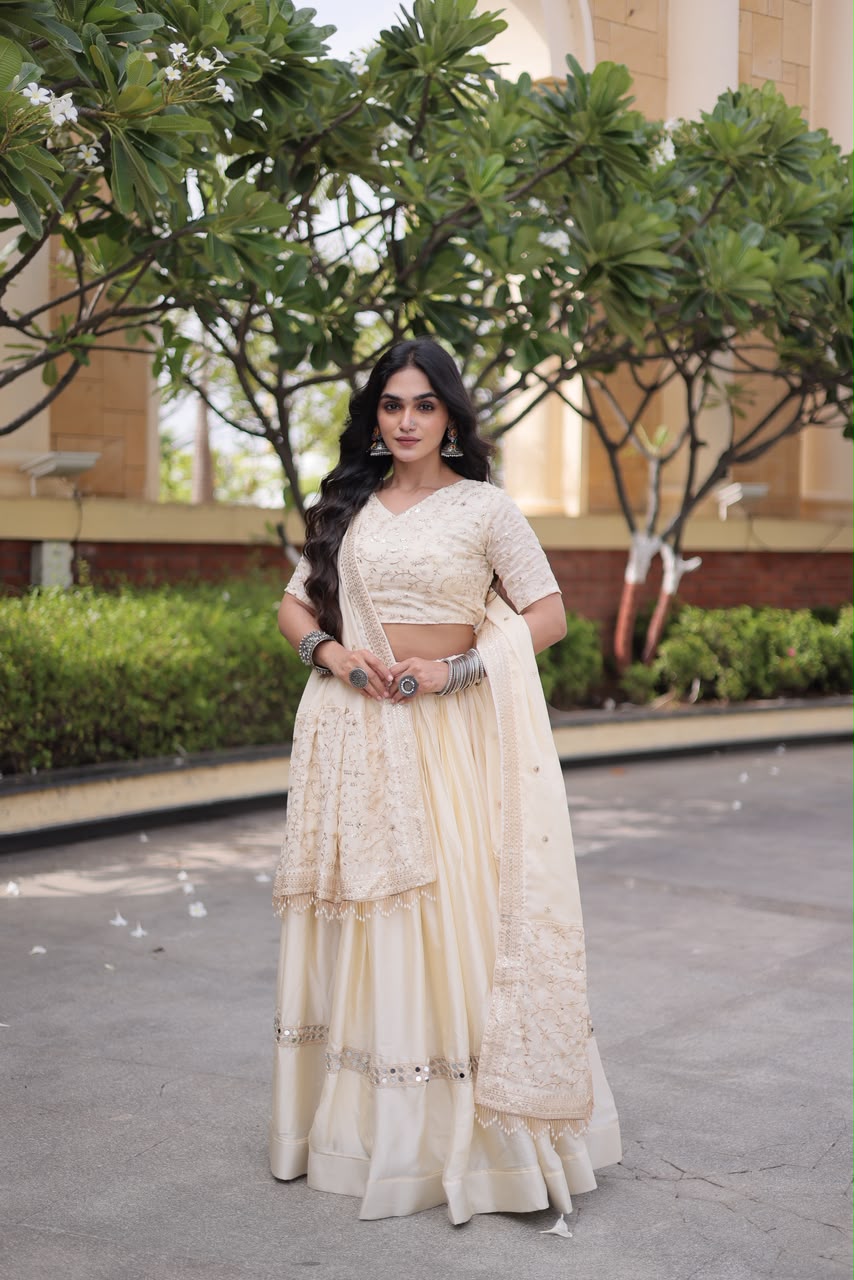 Glory Satin Bridal Lehenga Choli with Dupatta – Wedding & Sangeet Wear