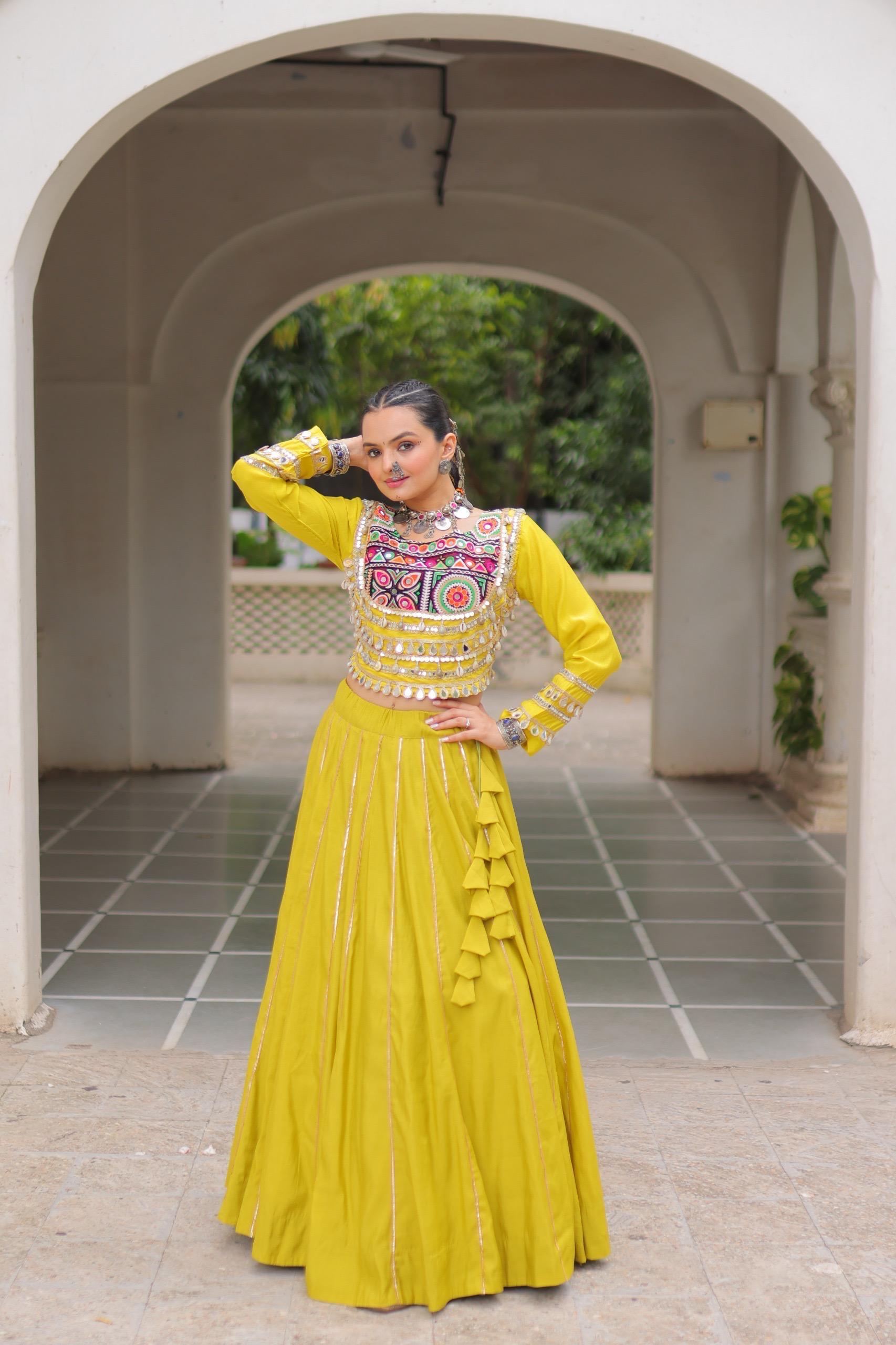 Navratri Roman Gota-Patti Lehenga with Kutchi Top – Garba Wear