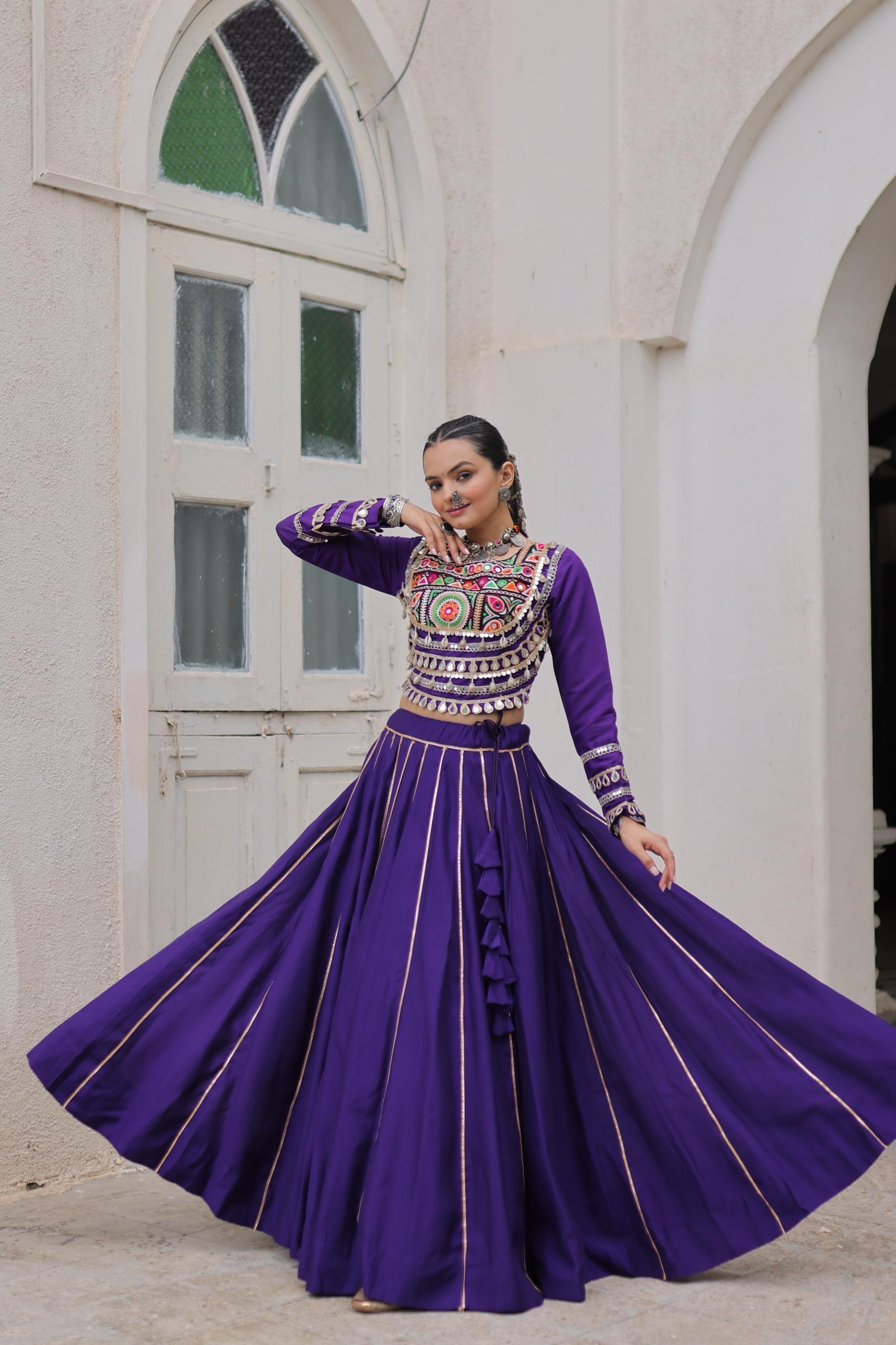 Navratri Roman Gota-Patti Lehenga with Kutchi Top – Garba Wear