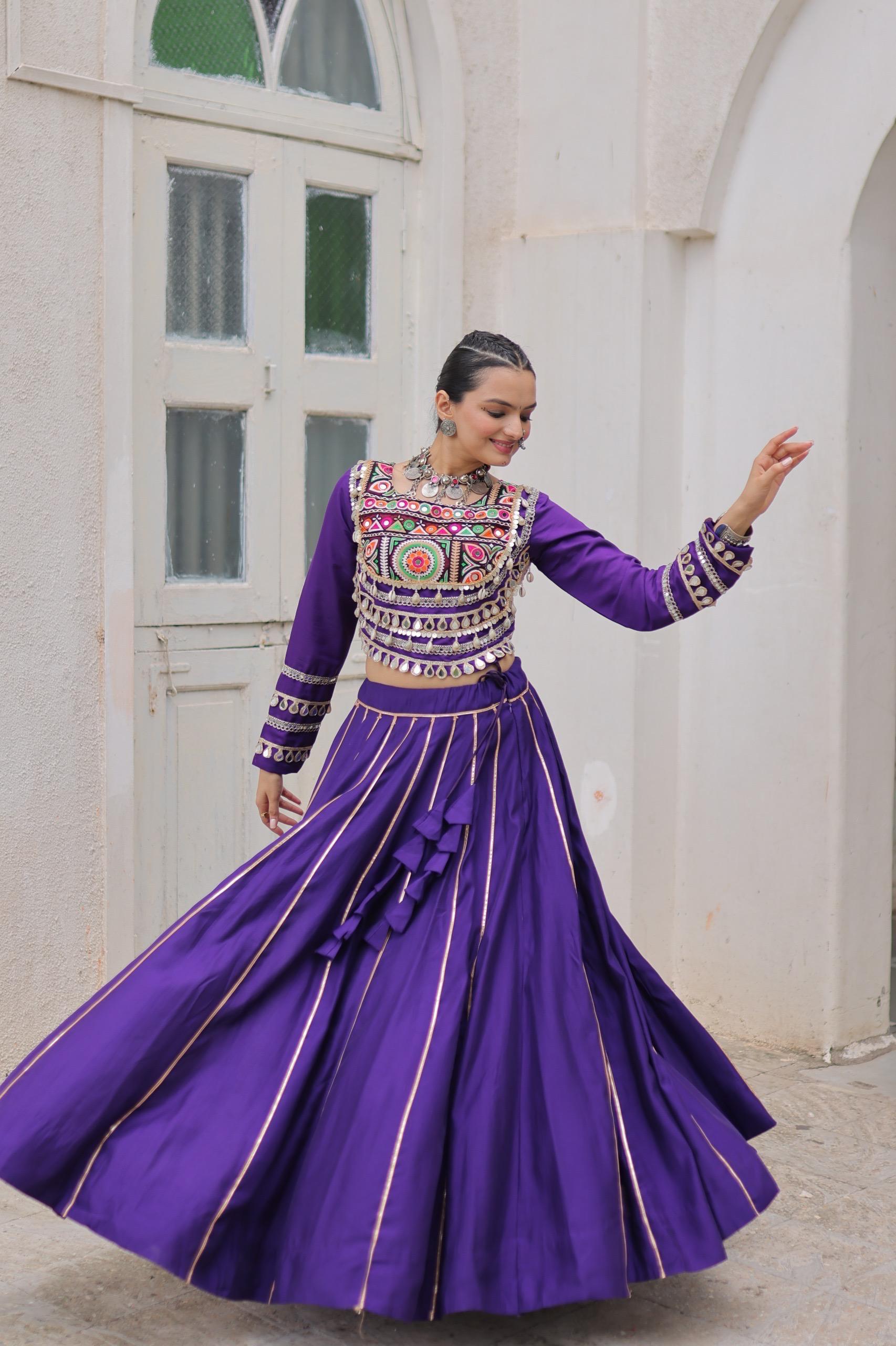 Navratri Roman Gota-Patti Lehenga with Kutchi Top – Garba Wear