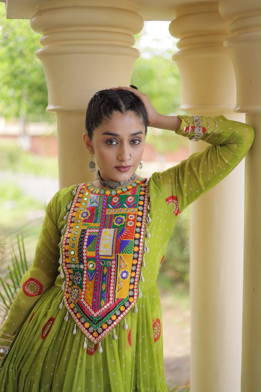 Navratri Bandhani Kutchi Gown – Festive Garba Wear