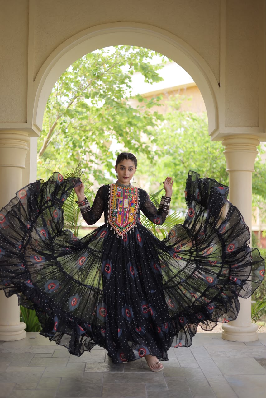 Navratri Bandhani Kutchi Gown – Festive Garba Wear