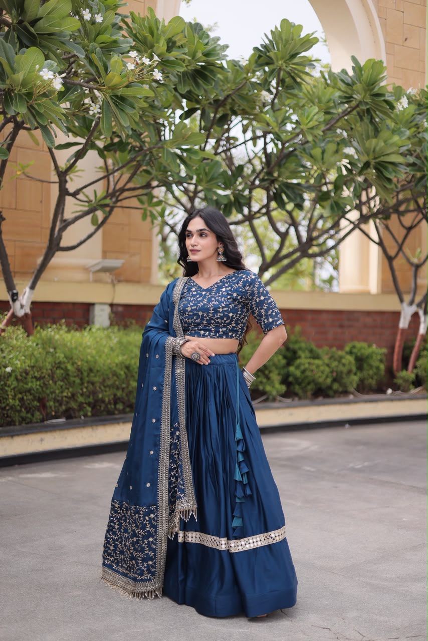 Glory Satin Bridal Lehenga Choli with Dupatta – Wedding & Sangeet Wear