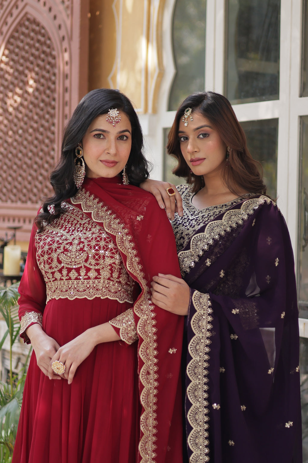 Maroon Faux Blooming Designer Gown with Dupatta – Wedding Reception