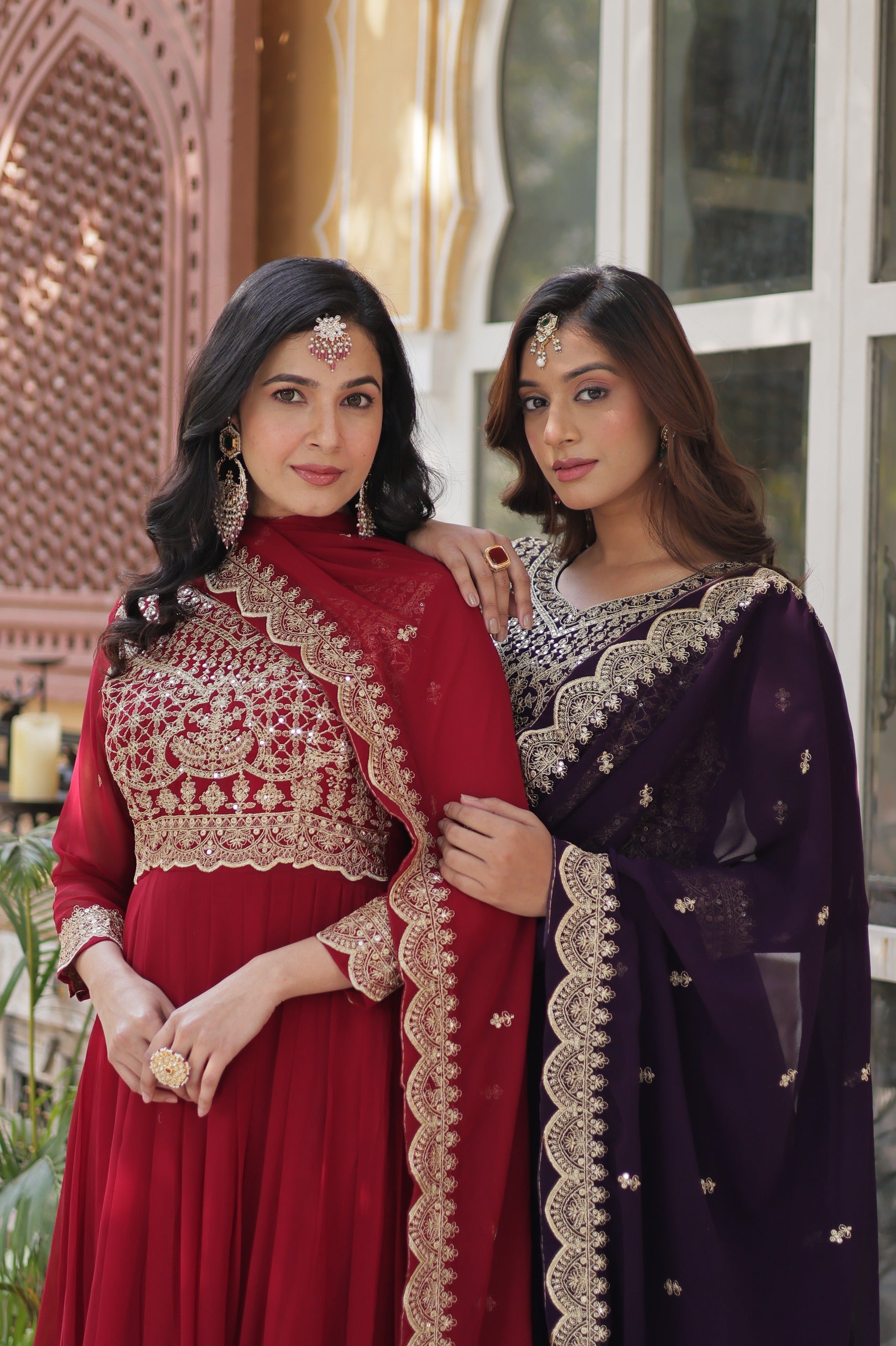 Maroon Faux Blooming Designer Gown with Dupatta – Wedding Reception