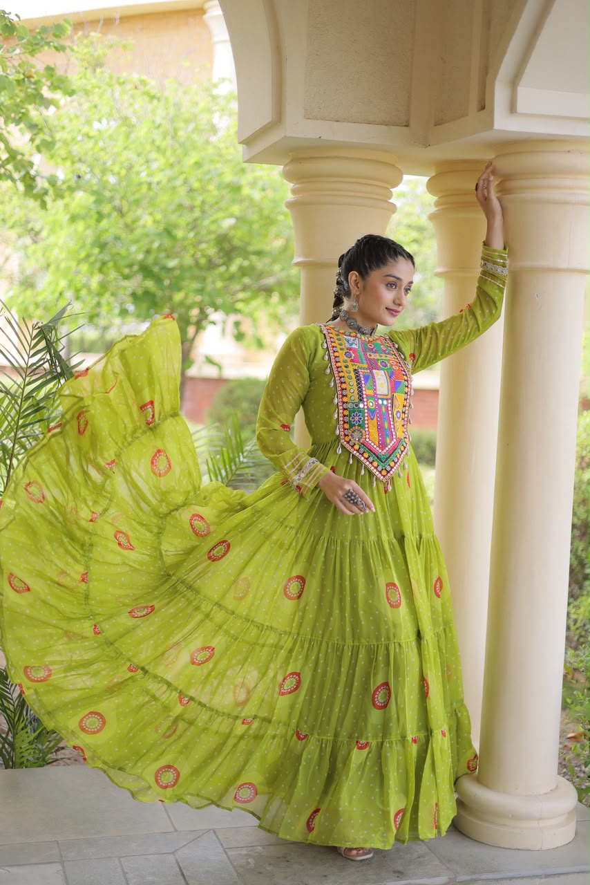 Navratri Bandhani Kutchi Gown – Festive Garba Wear