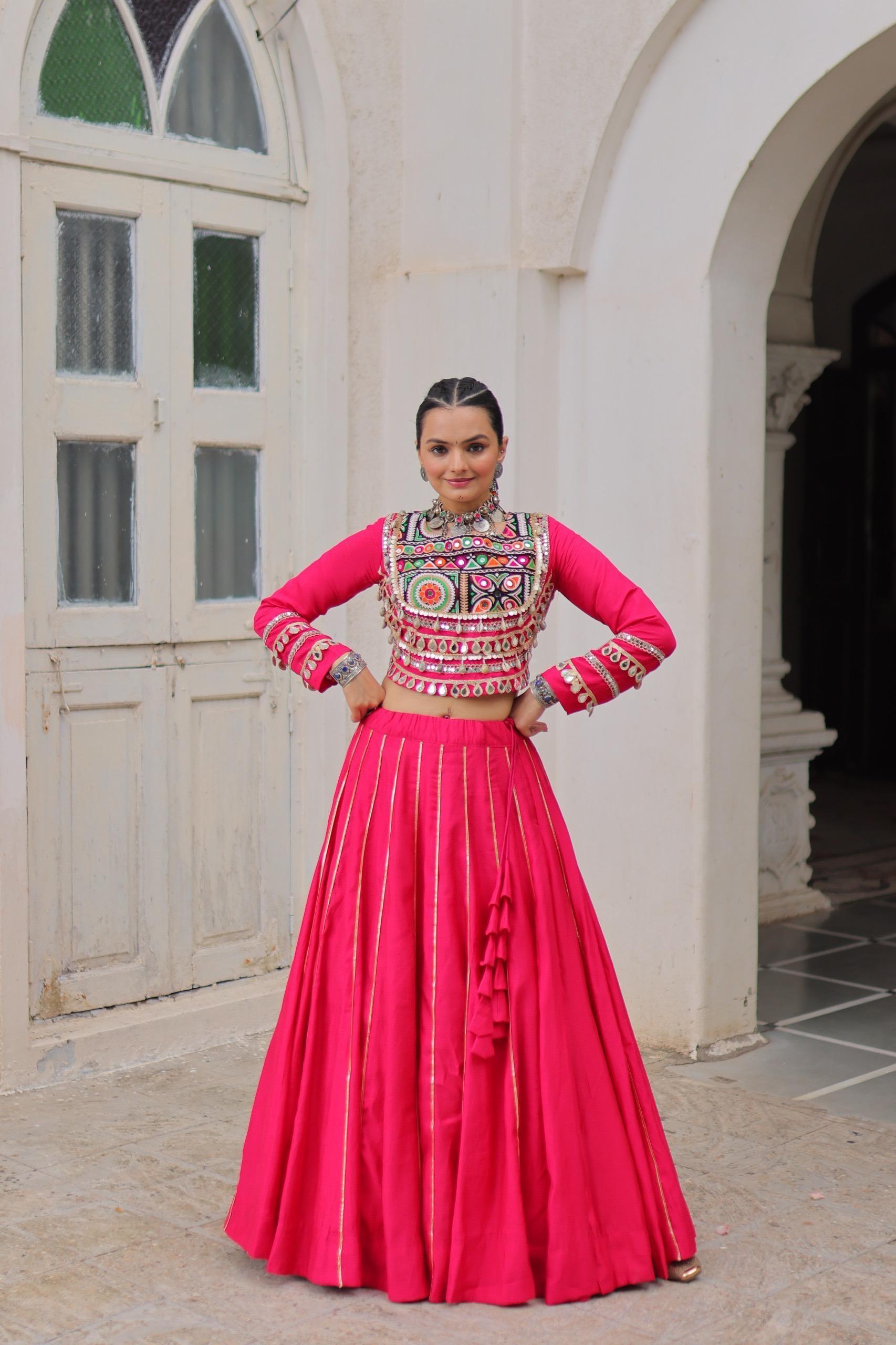 Navratri Roman Gota-Patti Lehenga with Kutchi Top – Garba Wear
