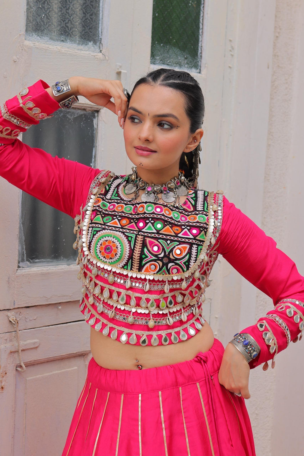 Navratri Roman Gota-Patti Lehenga with Kutchi Top – Garba Wear