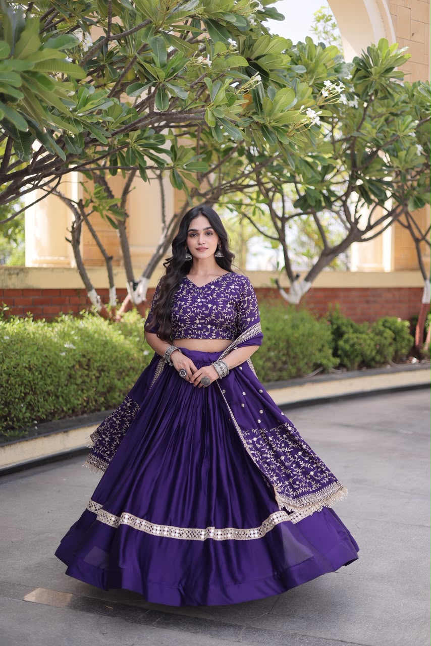Glory Satin Bridal Lehenga Choli with Dupatta – Wedding & Sangeet Wear