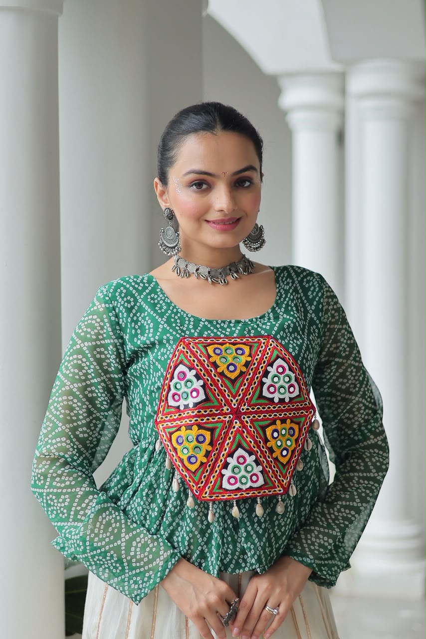 Navratri Bandhani Kutchi Patchwork Top – Garba & Daily Wear