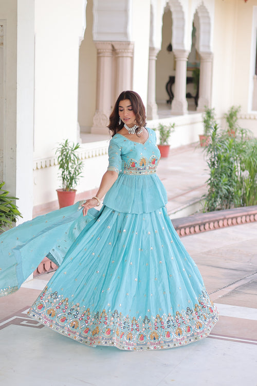 Gold Crush Peplum Bridal Lehenga Choli with Dupatta – Wedding Reception