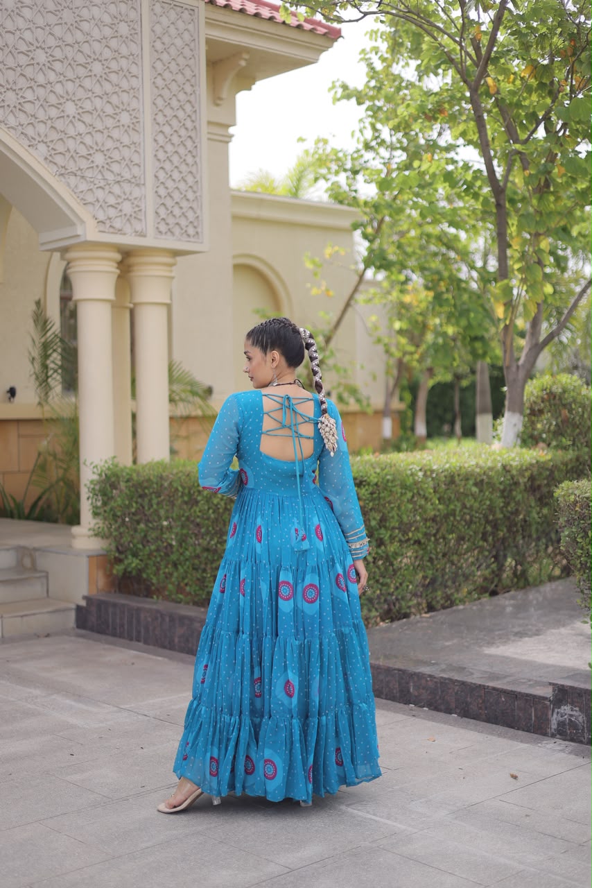 Navratri Bandhani Kutchi Gown – Festive Garba Wear