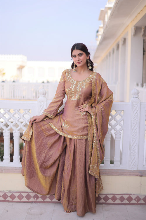 Fendi Crush Top-Sharara-Dupatta Set – Wedding Sangeet Wear