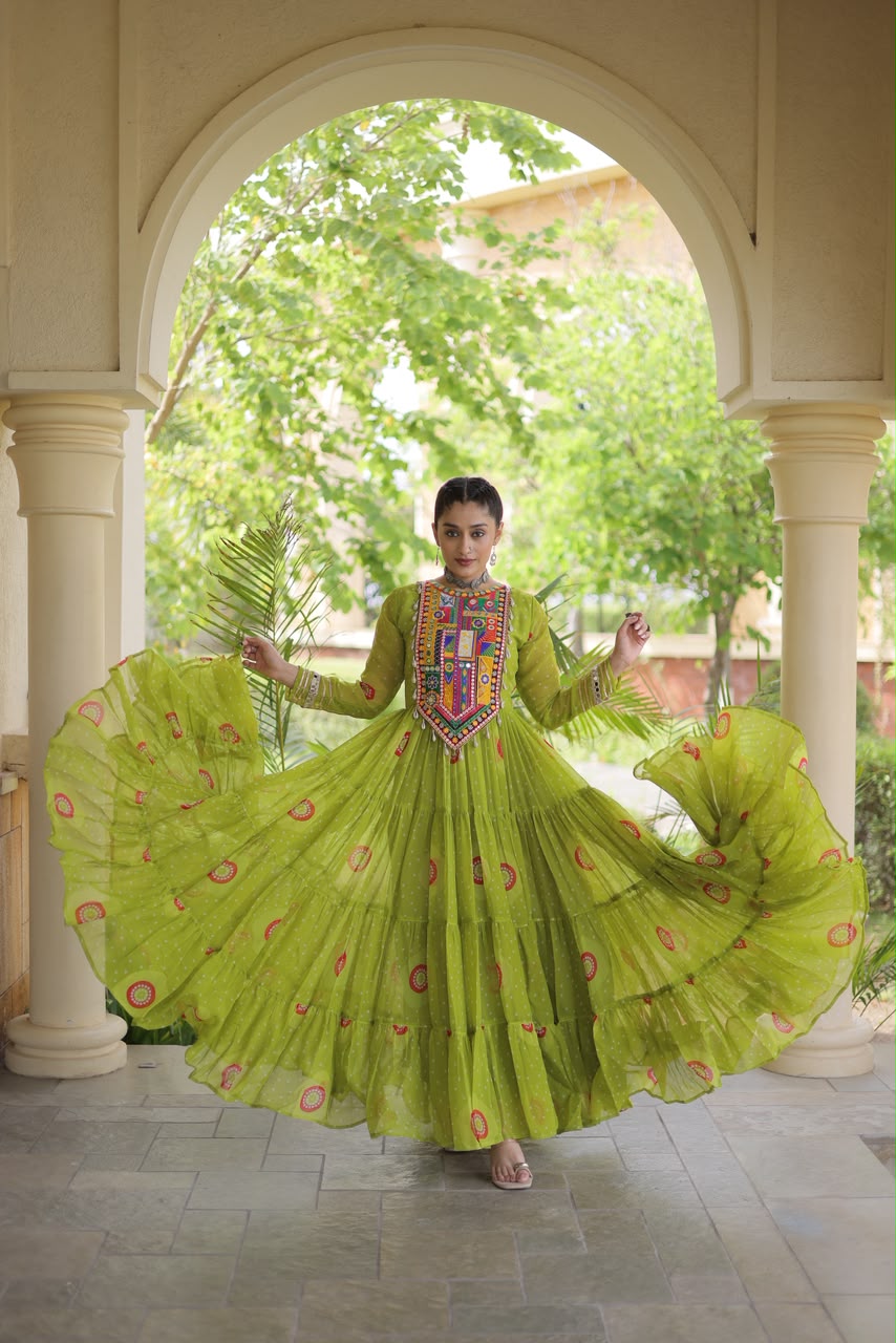 Navratri Bandhani Kutchi Gown – Festive Garba Wear