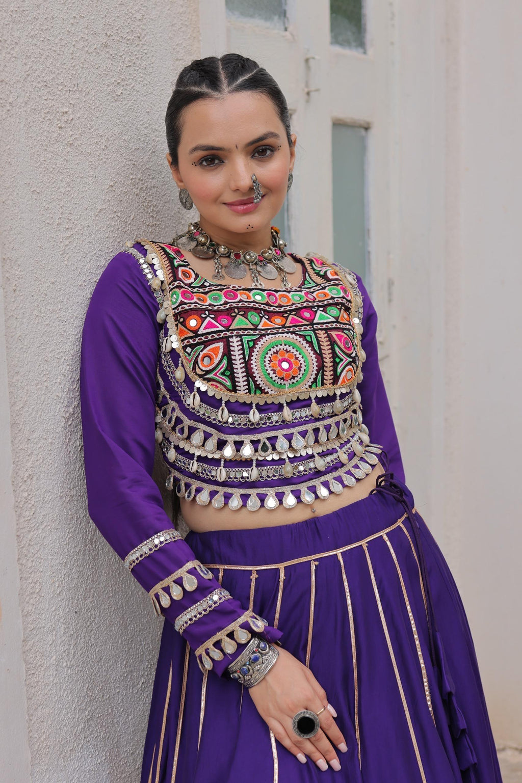 Navratri Roman Gota-Patti Lehenga with Kutchi Top – Garba Wear