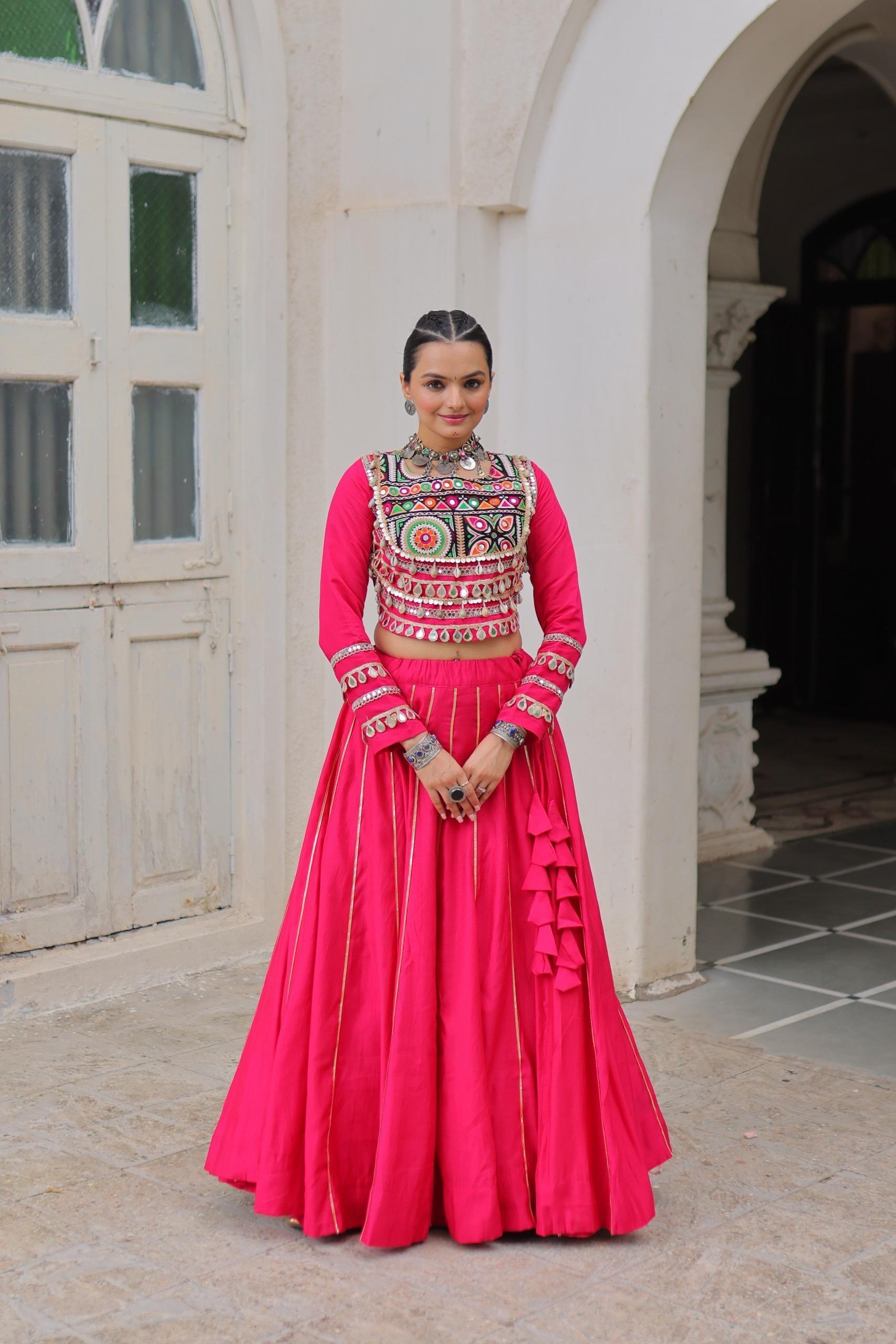 Navratri Roman Gota-Patti Lehenga with Kutchi Top – Garba Wear