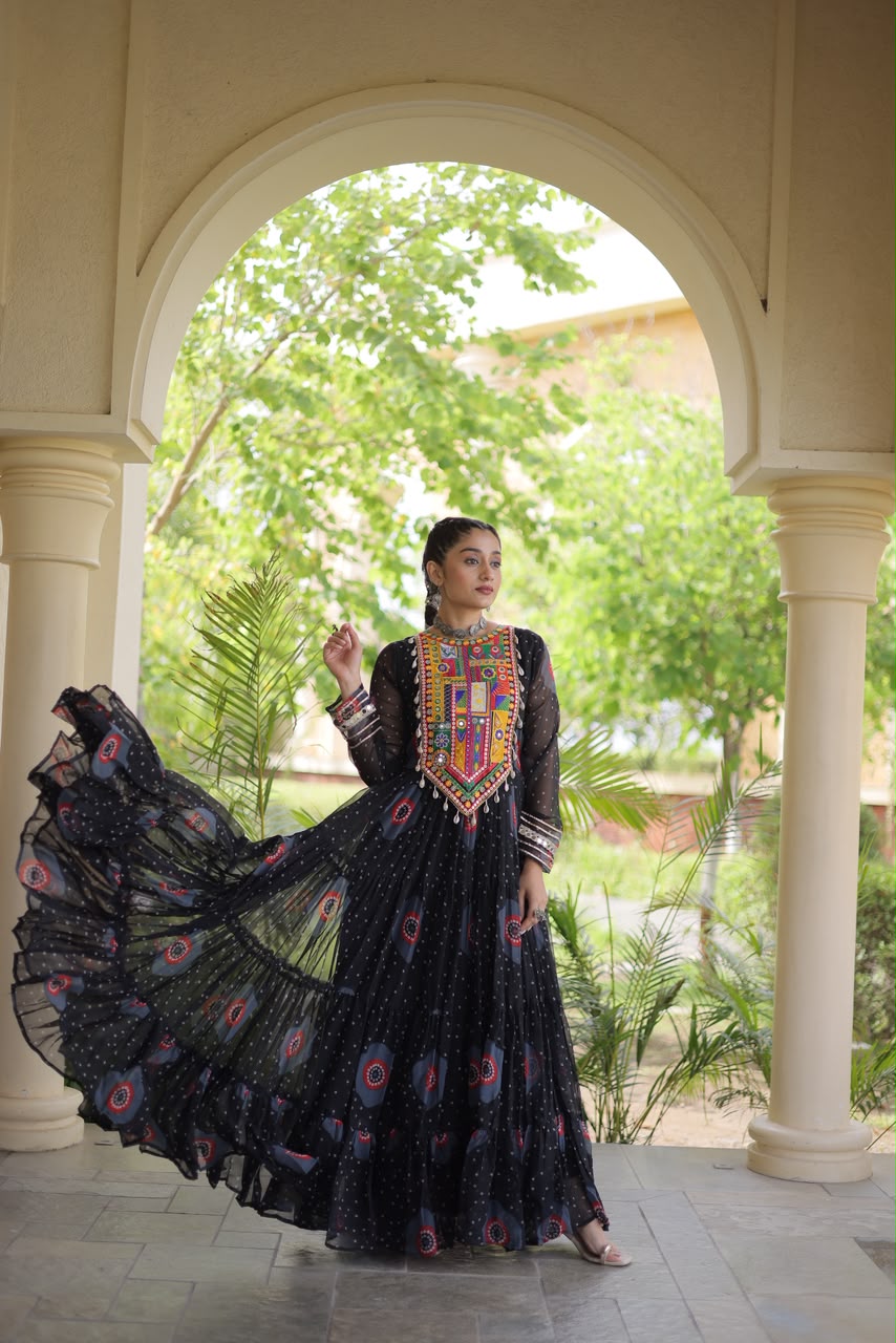 Navratri Bandhani Kutchi Gown – Festive Garba Wear