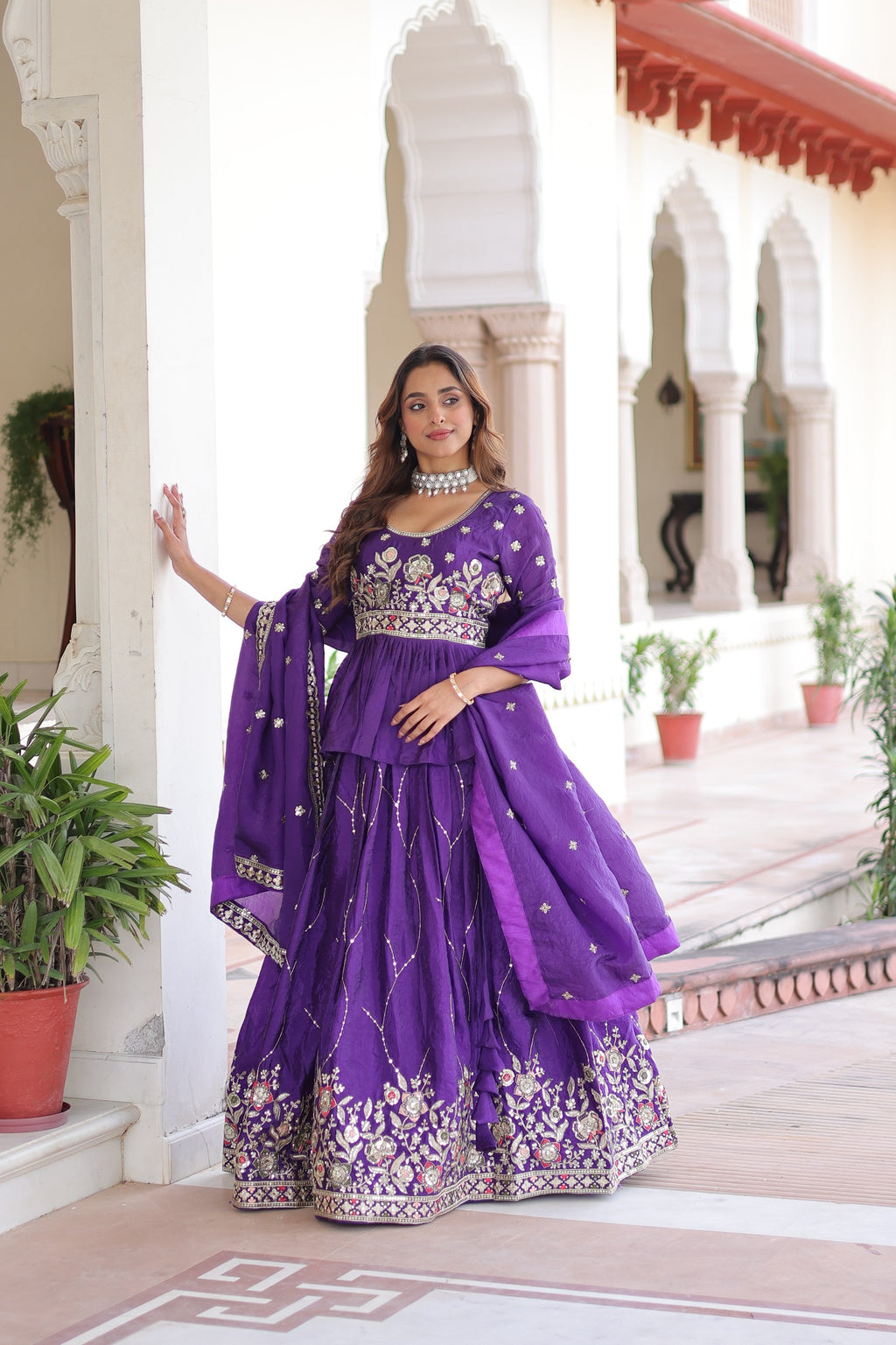Gold Crush Peplum Bridal Lehenga Choli with Dupatta – Sangeet Wear