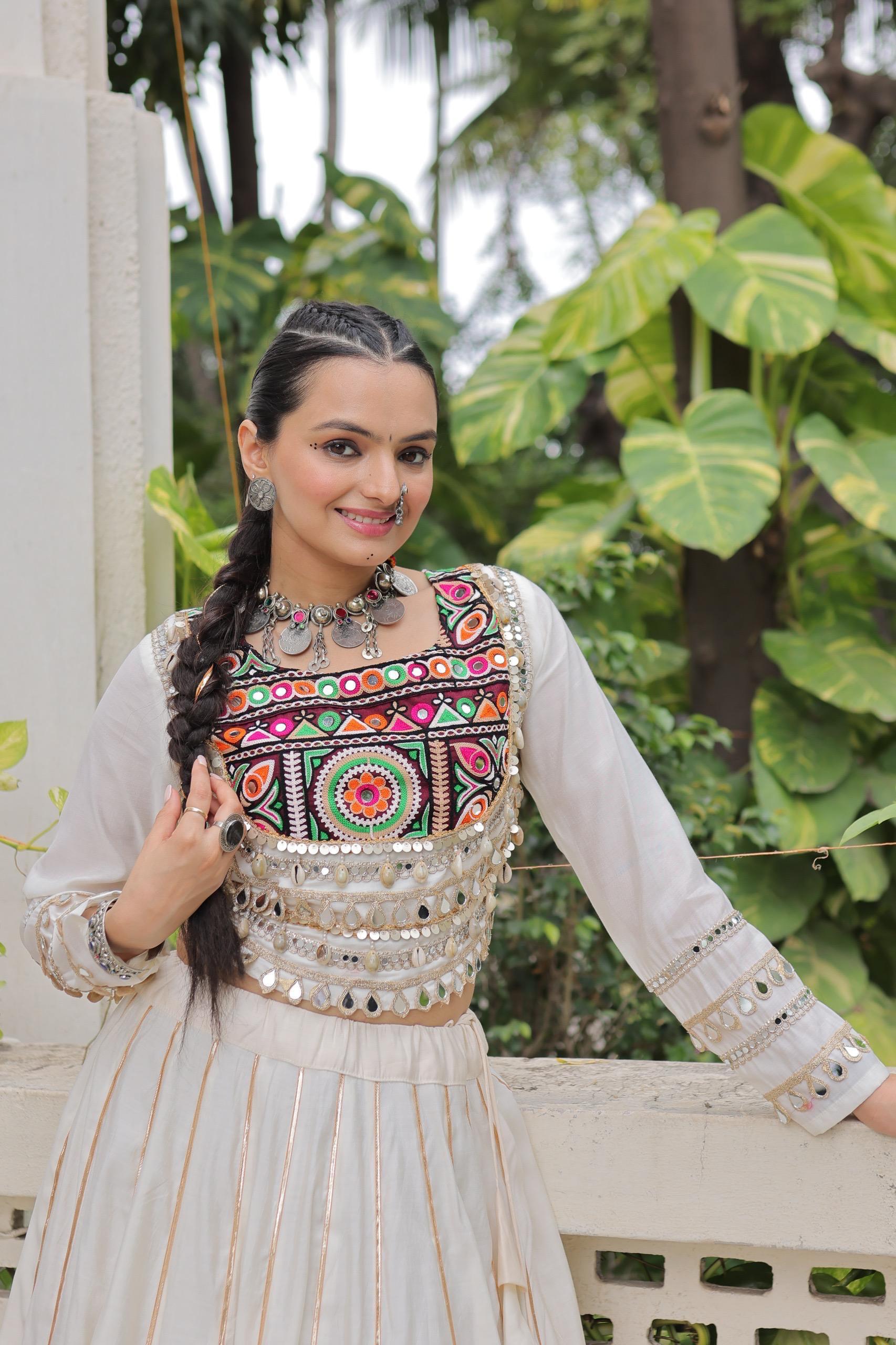 Navratri Roman Gota-Patti Lehenga with Kutchi Top – Garba Wear
