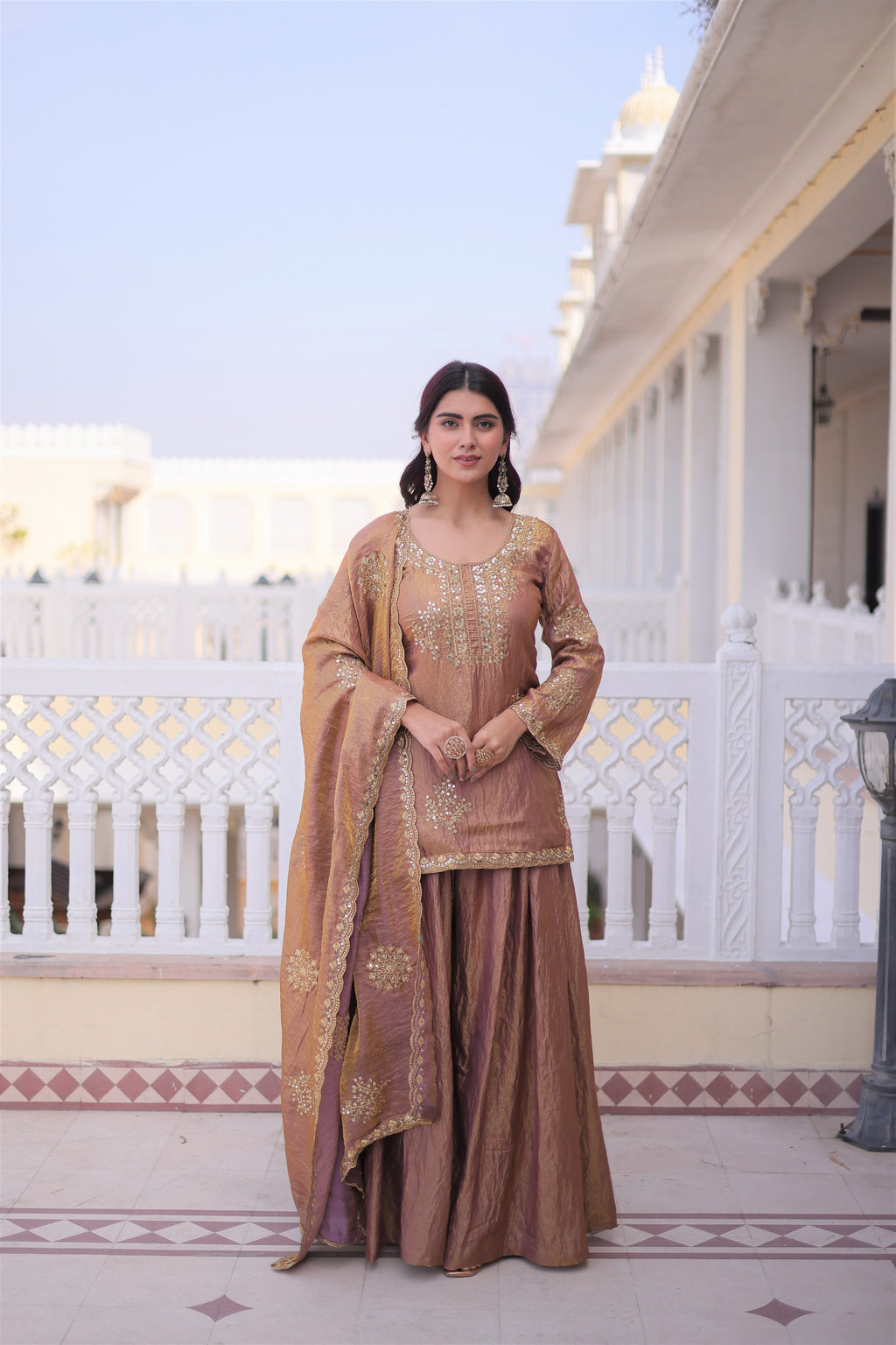 Fendi Crush Top-Sharara-Dupatta Set – Wedding Sangeet Wear