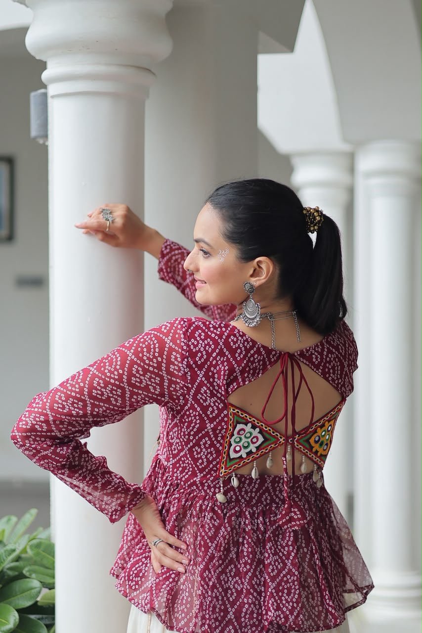 Navratri Bandhani Kutchi Patchwork Top – Garba & Daily Wear