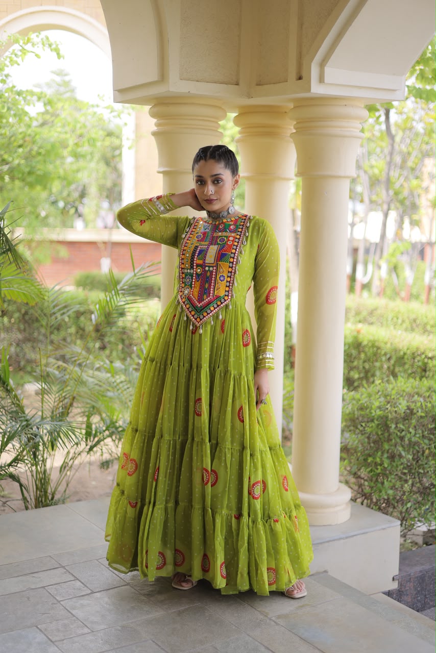 Navratri Bandhani Kutchi Gown – Festive Garba Wear