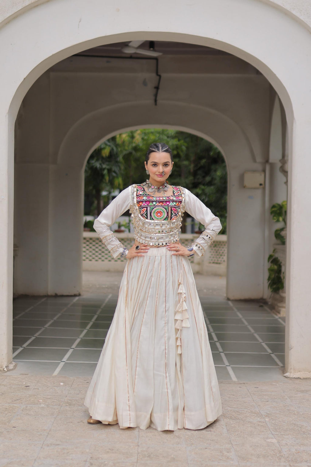 Navratri Roman Gota-Patti Lehenga with Kutchi Top – Garba Wear