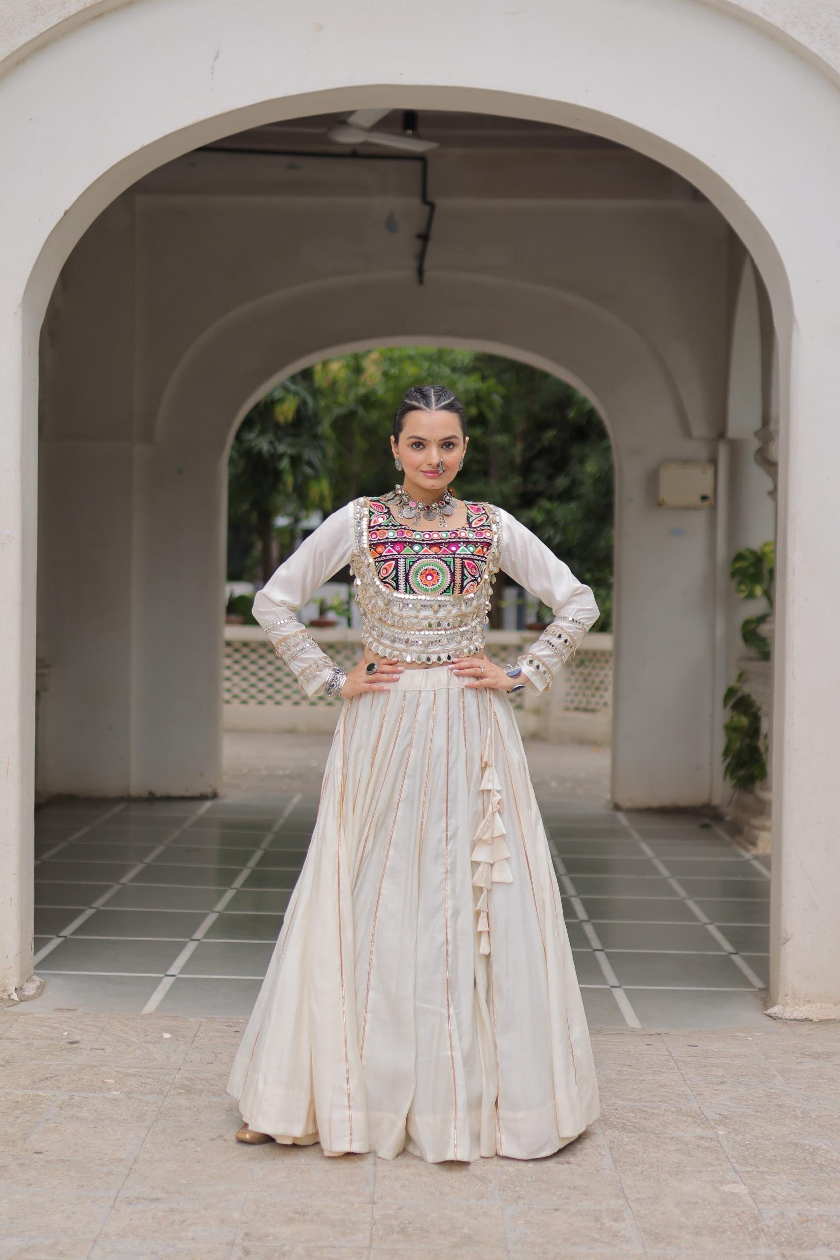 Navratri Roman Gota-Patti Lehenga with Kutchi Top – Garba Wear