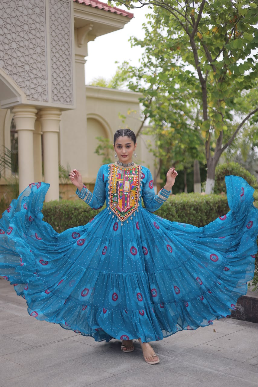 Navratri Bandhani Kutchi Gown – Festive Garba Wear