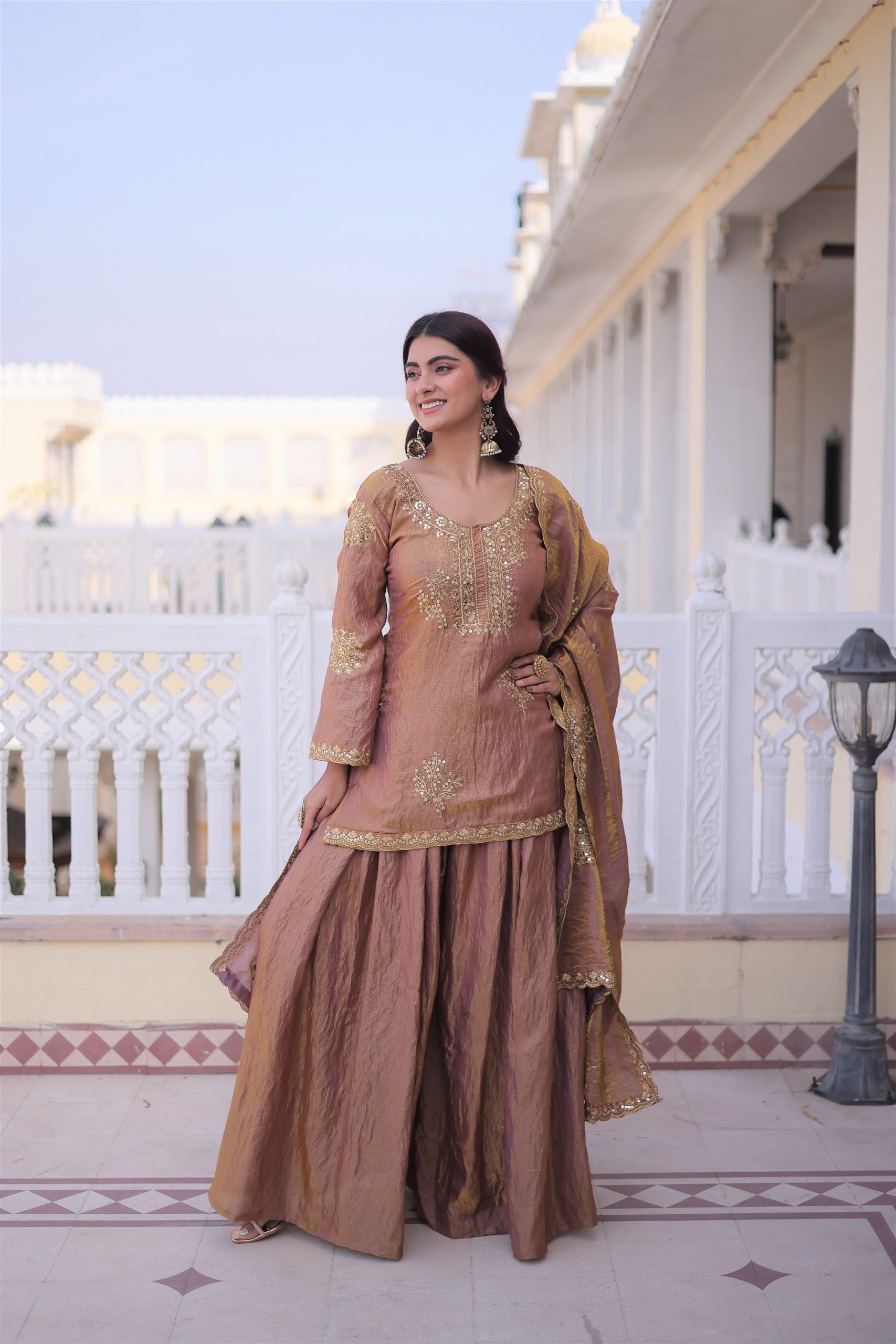 Fendi Crush Top-Sharara-Dupatta Set – Wedding Sangeet Wear