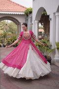 Navratri Kora Cotton Lehenga with Bandhani Kurti – Garba Wear