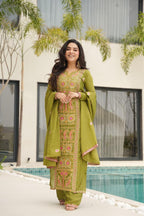 Chinnon Silk Top-Pant-Dupatta Set – Eid & Festive Party Wear