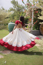 Navratri Roman Lehenga with Kutchi Gamthi Top – Garba Sangeet Wear